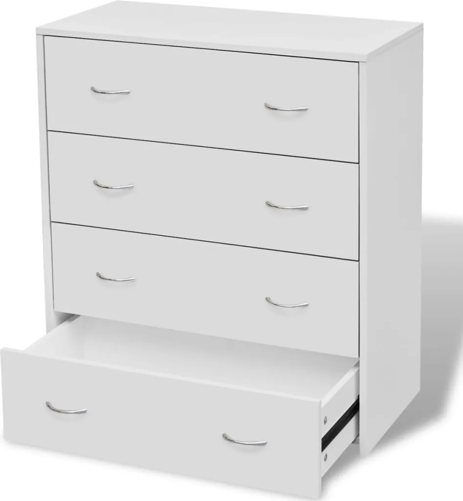 SYFAX™ Credenza Bianca 4 Cassetti 60x30,5x71 cm | Mobiletto Salvaspazio
