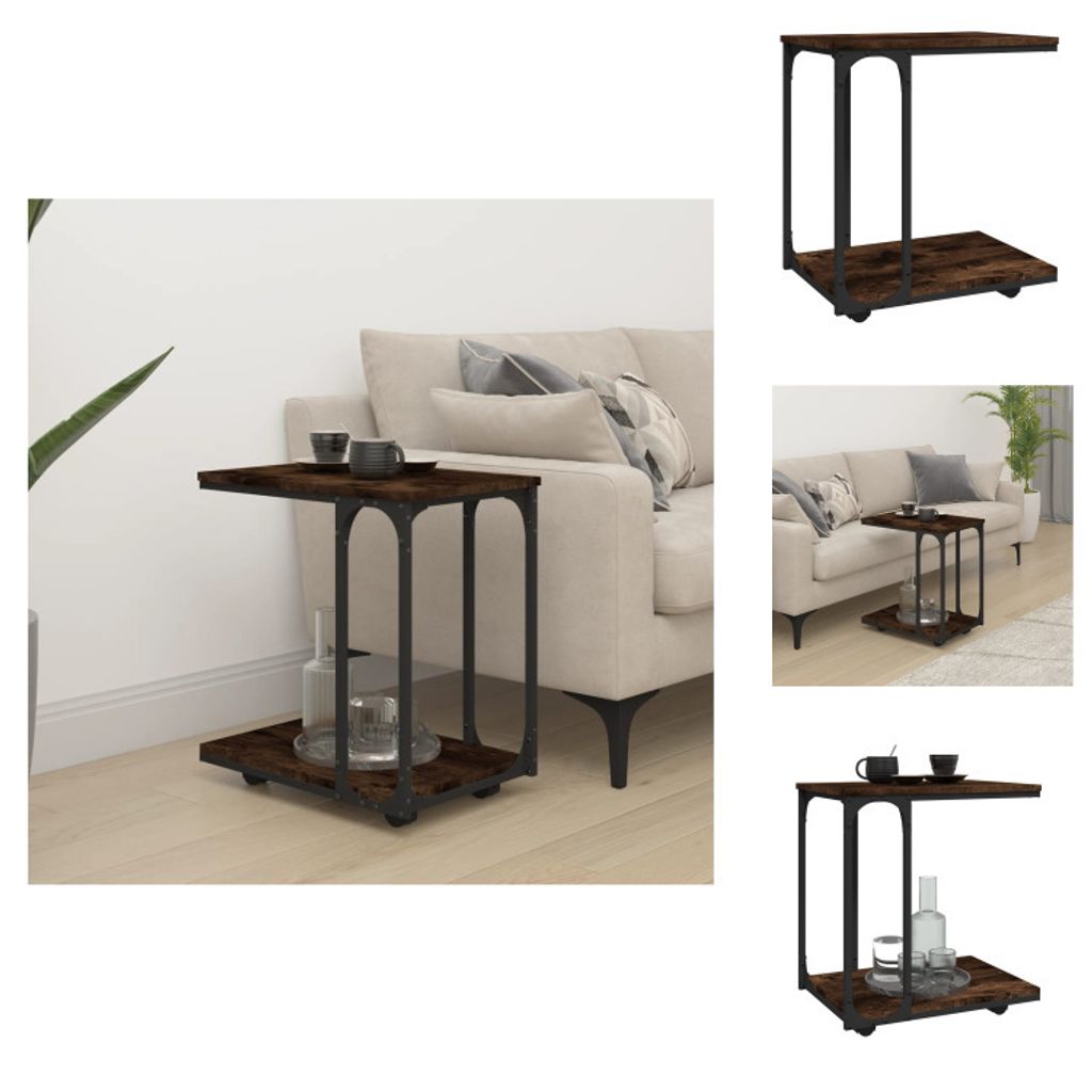 vidaXL Beistelltisch mit Rollen Räuchereiche 50x35x55,5 cm - Beistelltische
