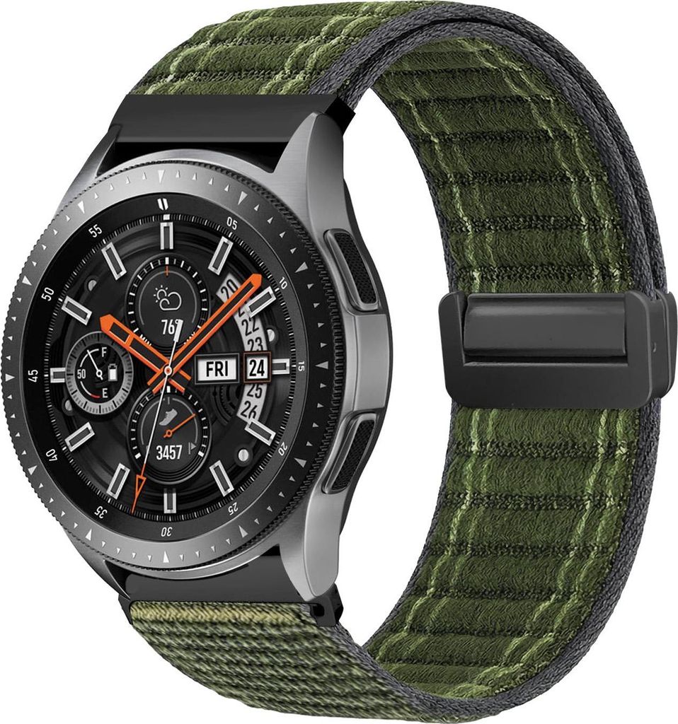 Smartwatch Armband für Samsung Galaxy Watch (2018) 42mm Nylon Textil Band Ersatzband Wechselband Magnetverschluss flexibel atmungsaktiv Grün Oliv