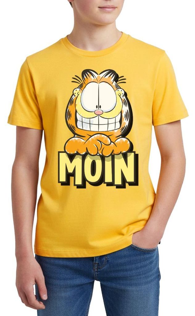 Spreadshirt Garfield Moin Nordsee Ostsee Geschenk Teenager Premium T-Shirt, 146/152 (10 Jahre), Sonnengelb