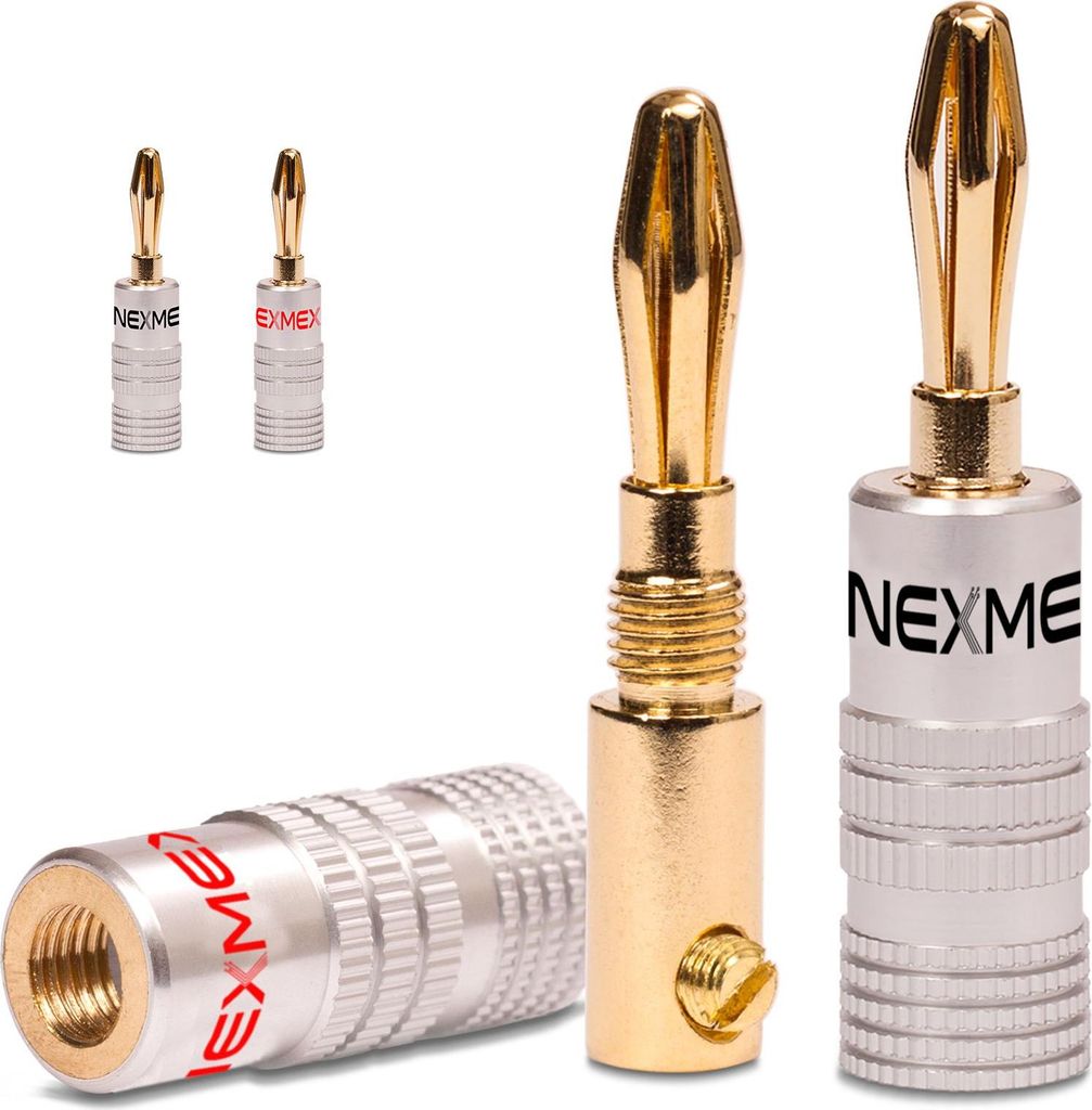 Bananenstecker 4mm vergoldet 4x Stecker NEXMEX Steckverbinder Lautsprecherkabel