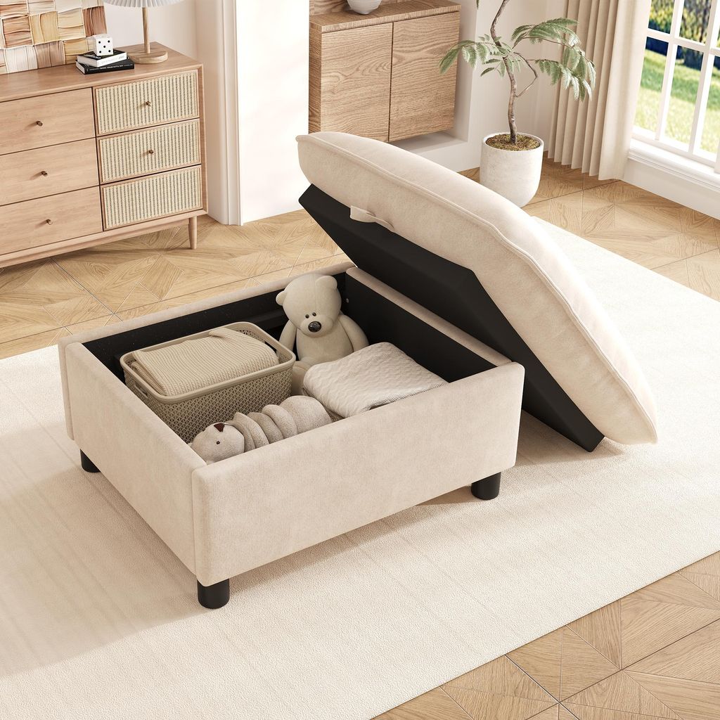 STILVORA Sitzhocker mit Aufbewahrung und Chenille-Stoff, Produktbild 