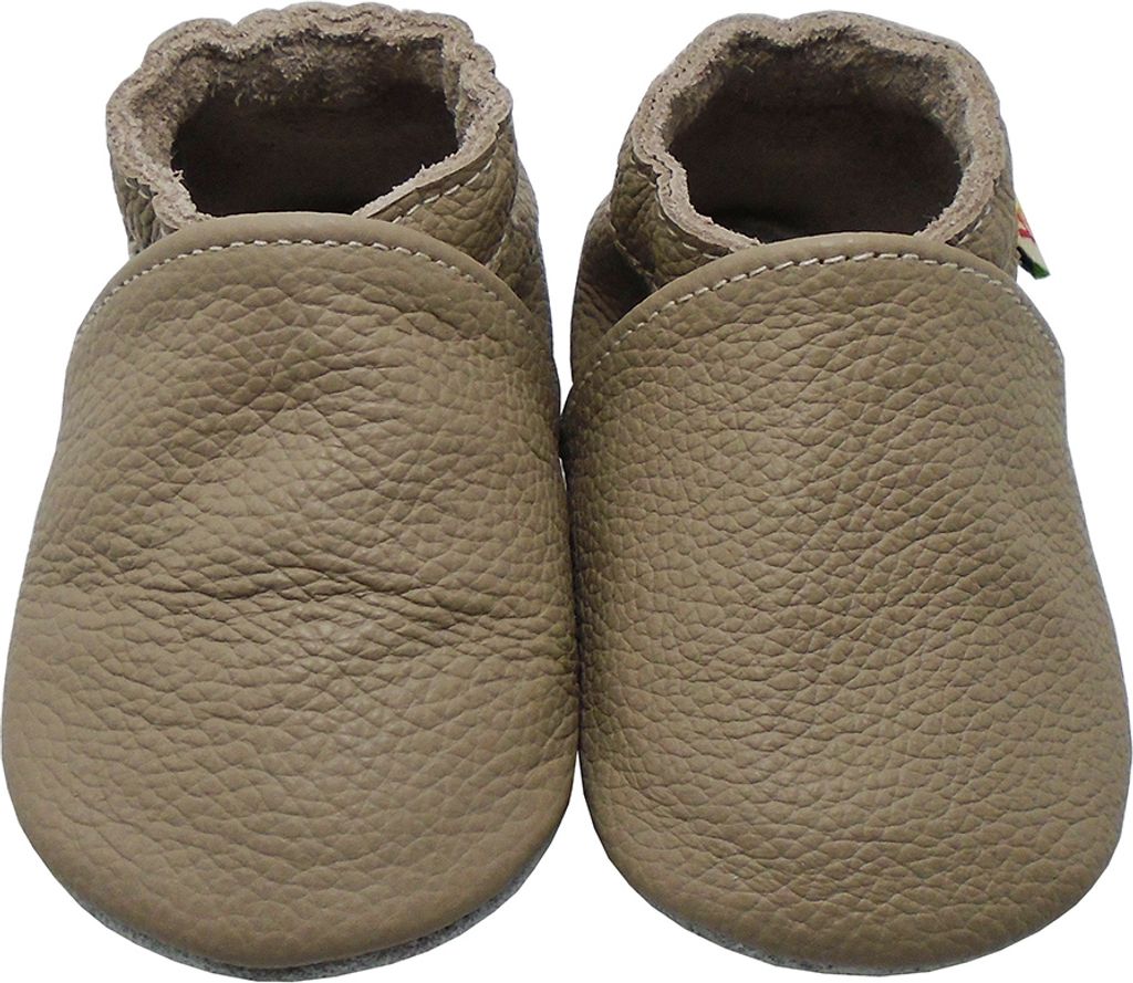 Weiche Yalion Baby Krabbelschuhe Lauflernschuhe Lederpuschen aus echtem Leder Einfarbig hellbraun ( 6-12 M, EU 20-21 )