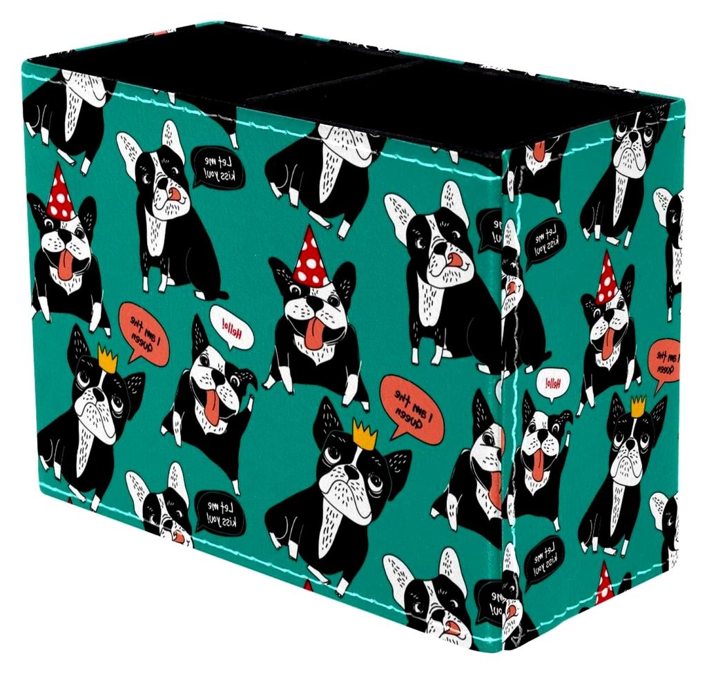 Stiftehalter mit Hundemuster für den Schreibtisch, 2 Fächer, Organizer für Heimbüro