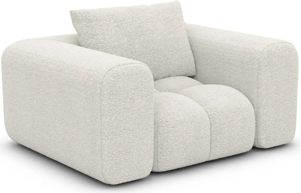Bouclé Sessel Lavera Weiß