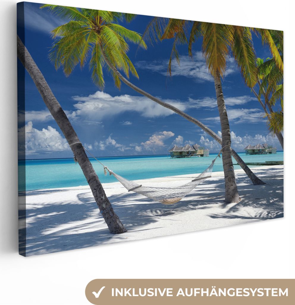 OneMillionCanvasses - Leinwandbilder - 150x100 cm, Strand - Sommer - Hängematte, Wandbilder Kunstdruck Wanddekoration