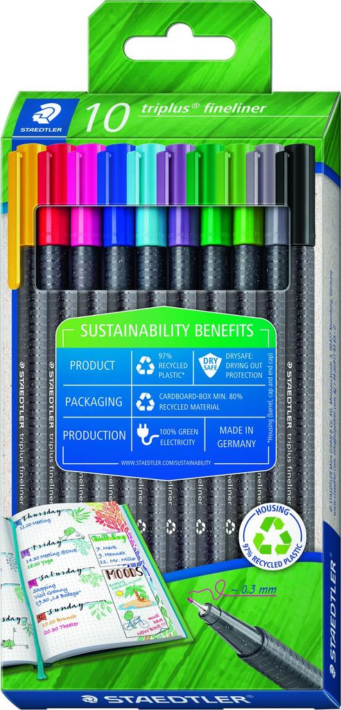 Fineliner triplus 334 RC10 sortiert 10 Stück Packung mit 10 Stück