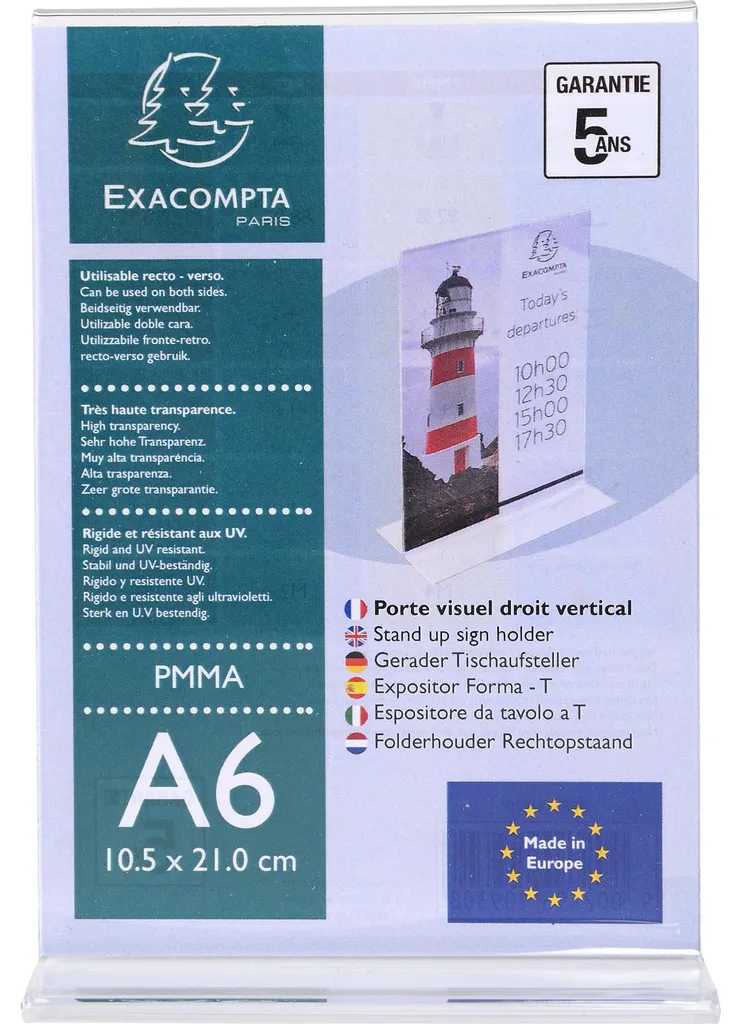 Présentoir de Table A6 Vertical Cristal Exacompta 86158D - Pack de 30