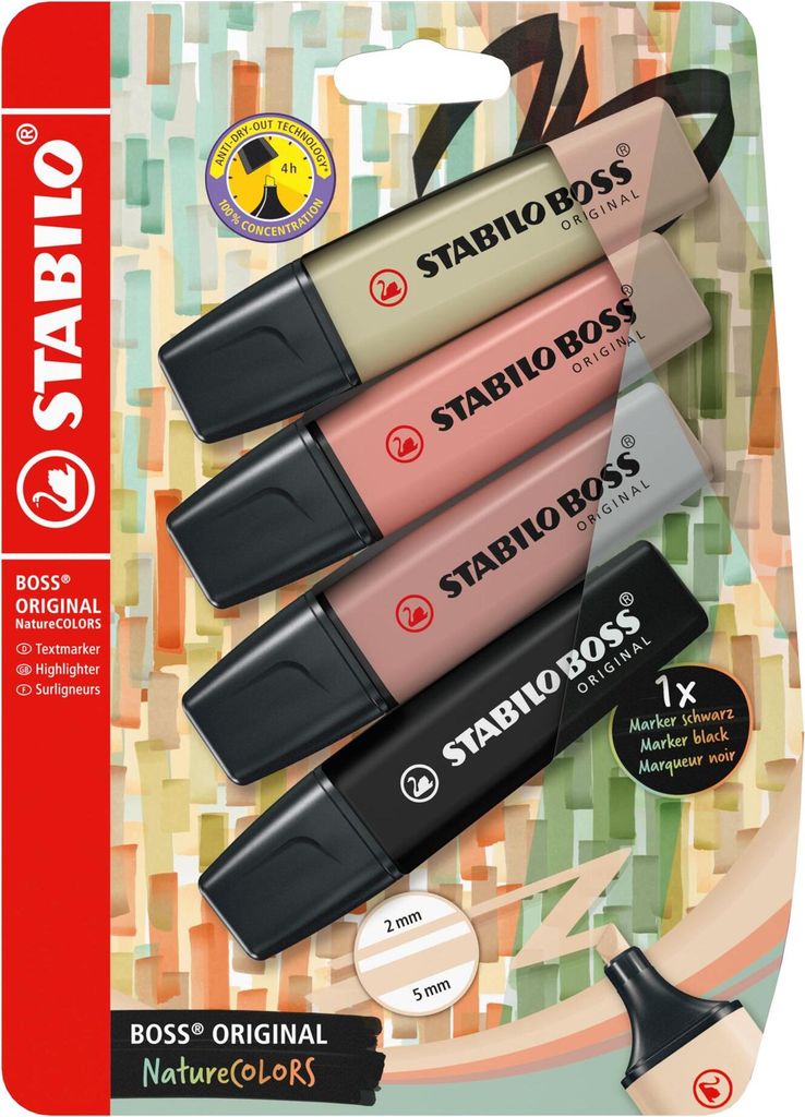 BOSS NatureCOLORS 4er Blister (schlammgrün, umbra, siena, schwarz)