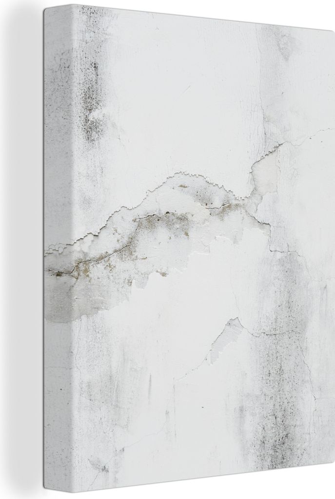 MuchoWow - Leinwandbilder - Beton - Grau - Weiß, Wandbild, Wanddeko Bilder Wohnzimmer, 90x120 cm