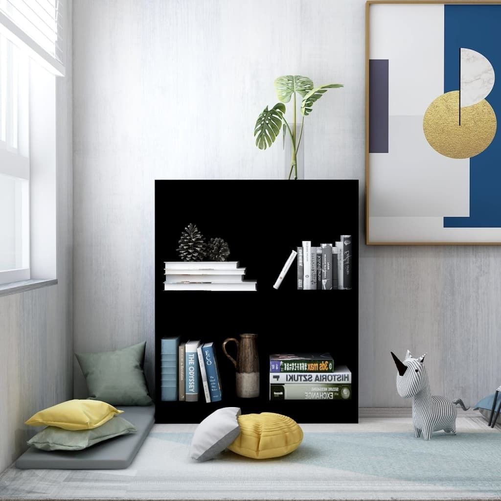The Living Store Bücherregal Schwarz 60x24x74,5 cm Holzwerkstoff