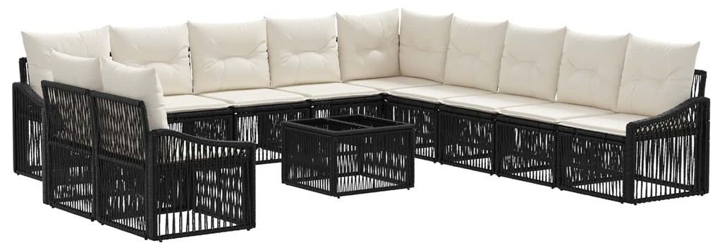 Gartensofa-set 12 pcs Schwarz Poly-Rattan