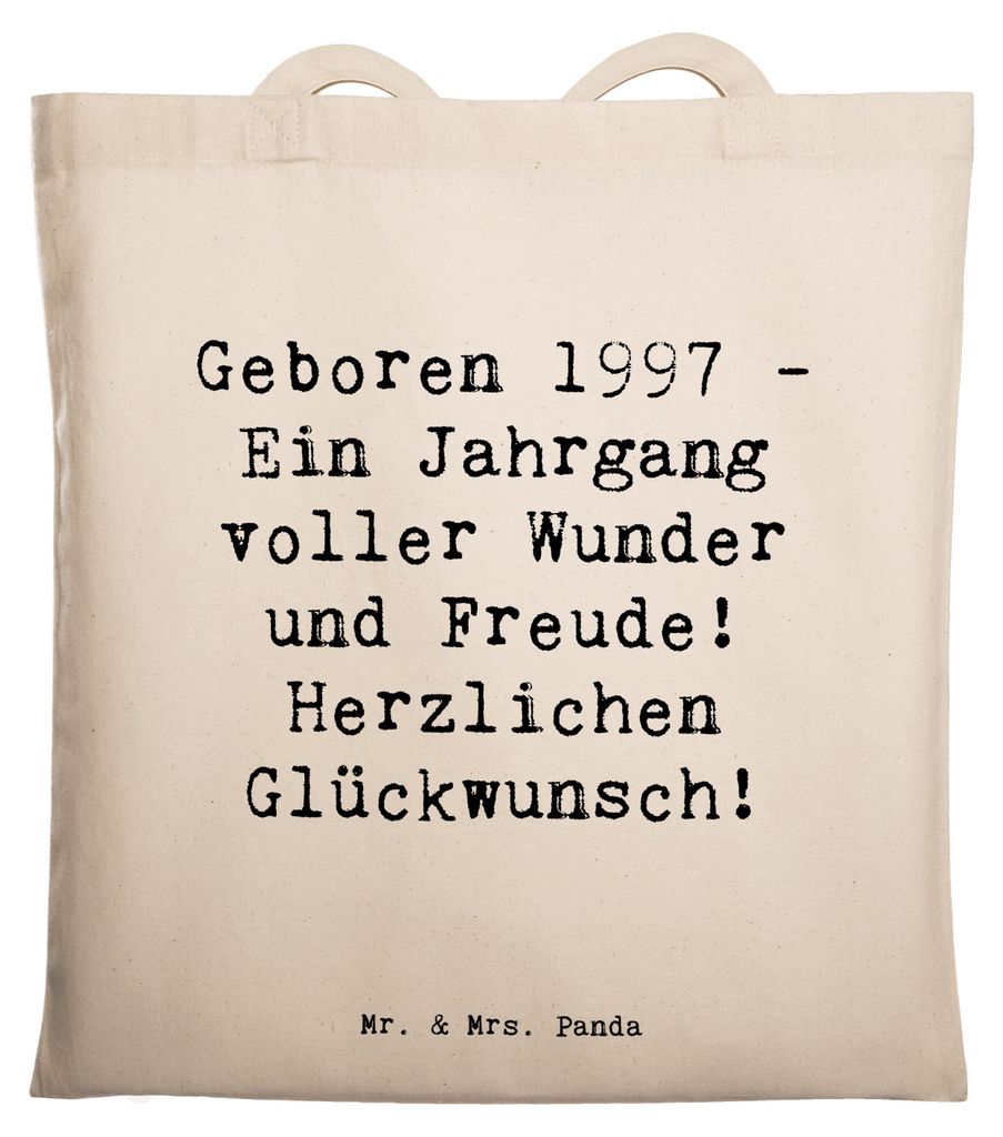 Mr. & Mrs. Panda Shopping Tasche Spruch 1997 Geburtstag - Transparent - Geschenk, Wunder und Freude, Geburtstagsgeschenk, Jutebeutel, Happy Birthda...