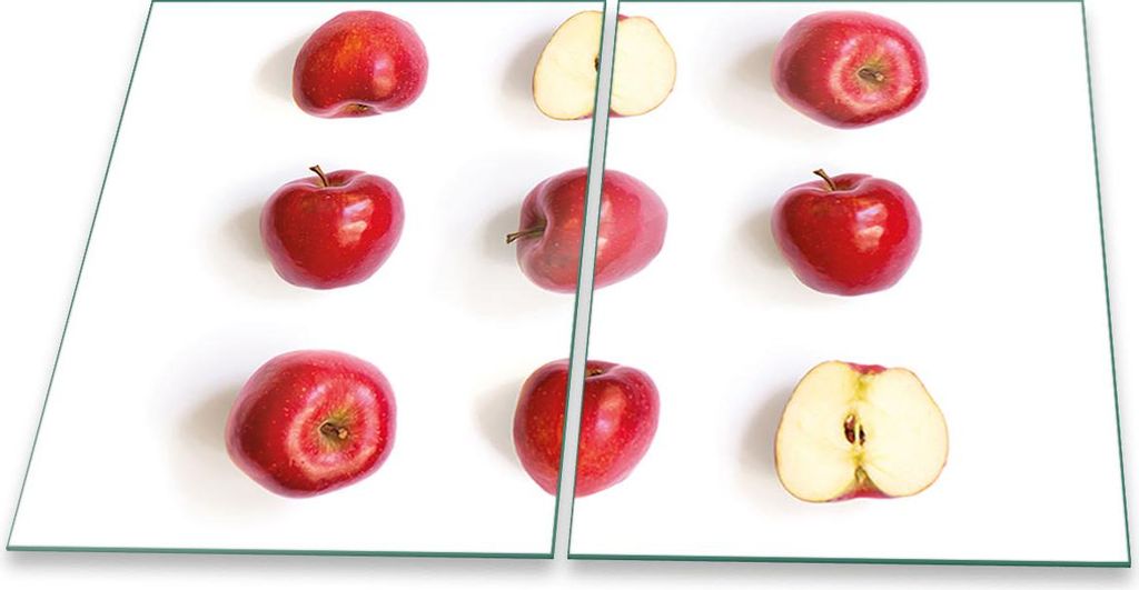 Herdabdeckplatten Glaskeramik Spritzschutz Glas Universal 2-Teilig 2x40x52 Apfel Rot