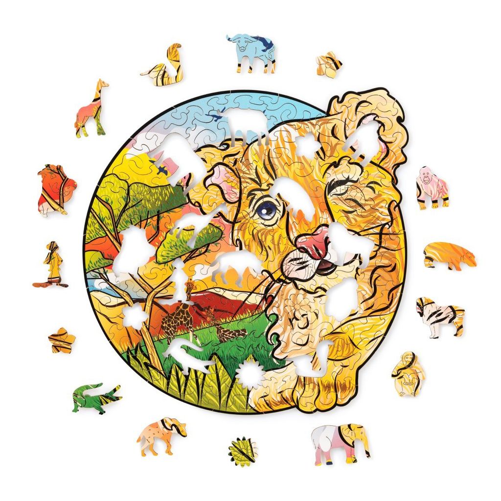 2D Puzzle, Verspielter kleiner Löwe, WT, Holz, 112 Teile