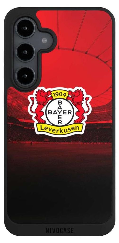 NIVOCASE Handyhülle für Samsung Galaxy S24 FE 5G Hülle NIVOpure Case Schwarz Bayer 04 Leverkusen Offizielles Lizenzprodukt Stadion
