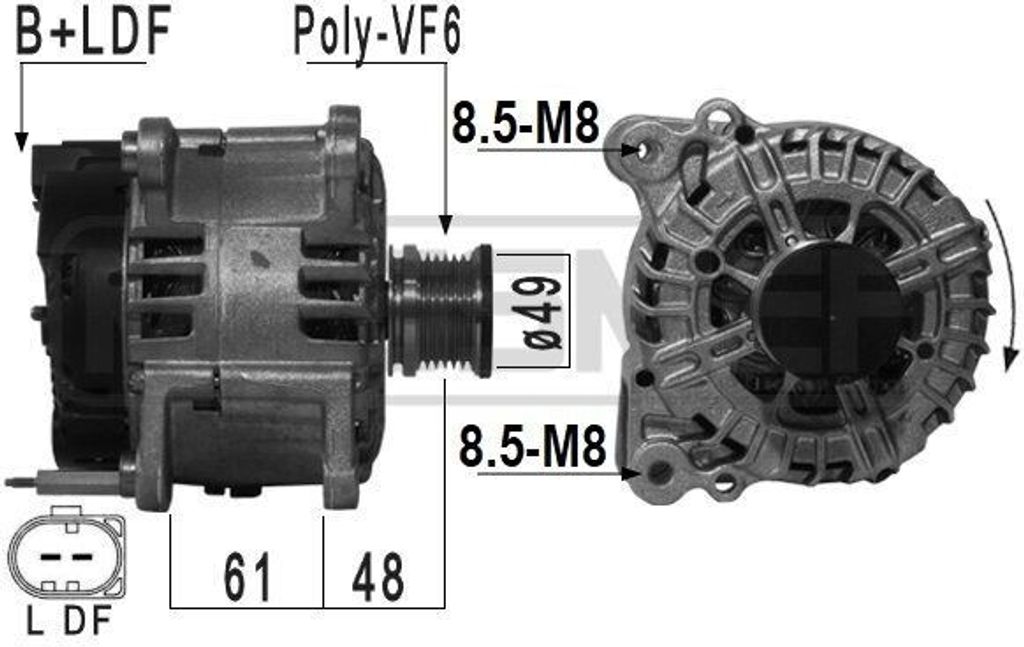 ERA 209104A - OE A H V W00 0906 0700 Lichtmaschine für A3 (8P), TT (8J), Exeo (3R), Superb II (3T), Amarok, Crafter (2E), Crafter (2F), EOS (1F), ...