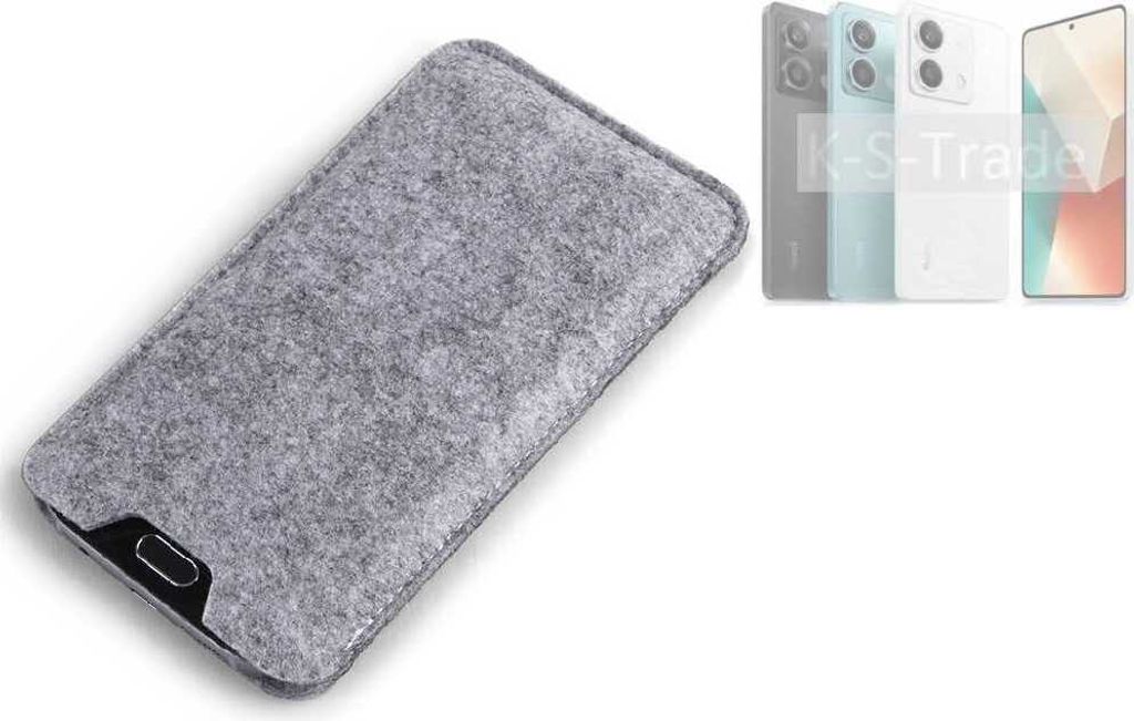 K-S-Trade Filz Handyhülle kompatibel mit Xiaomi Redmi Note 13 5G Schutzhülle Filztasche Filz Tasche Case Sleeve Handy Hülle Filzhülle grau