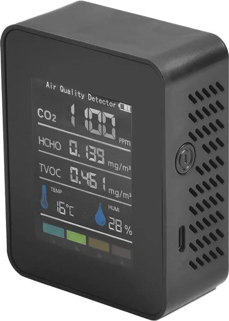 Détecteur de CO2 et formaldéhyde HCHO - Capteur AQI avec thermomètre LCD
