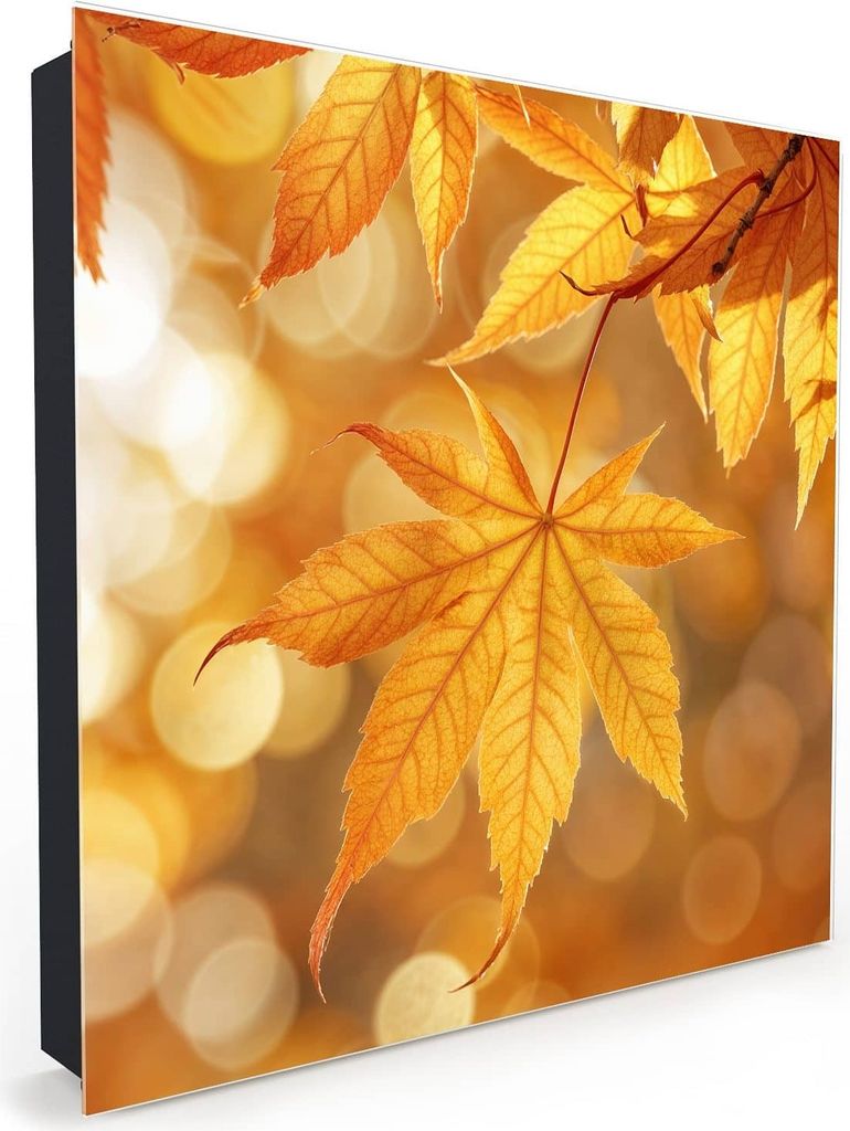 Nachbildung-Schlüsselkasten, Magnetpinnwand und Memoboard mit Glasfront Motiv Herbstlich Glitzernd