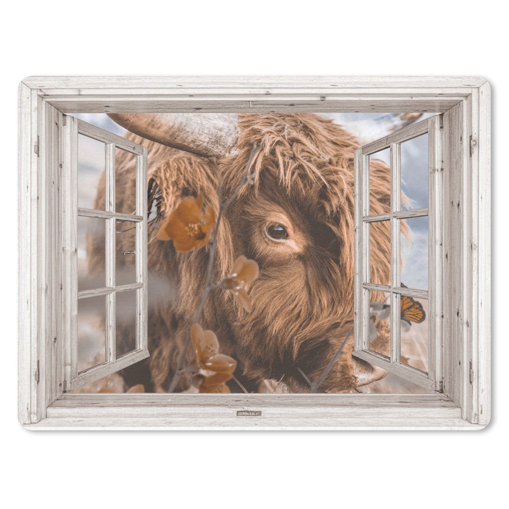 MuchoWow Mauspad Mousepad Scottish Highlander - Ansicht - Schmetterling 23x19 cm - Mousepads - Maus Mat - Pad - Mausunterlage - Schreibtischunter...