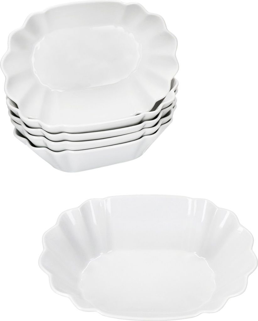 6x Fritta Pommesschale oval weiß Currywurst-Schale Servier-Teller Porzellan