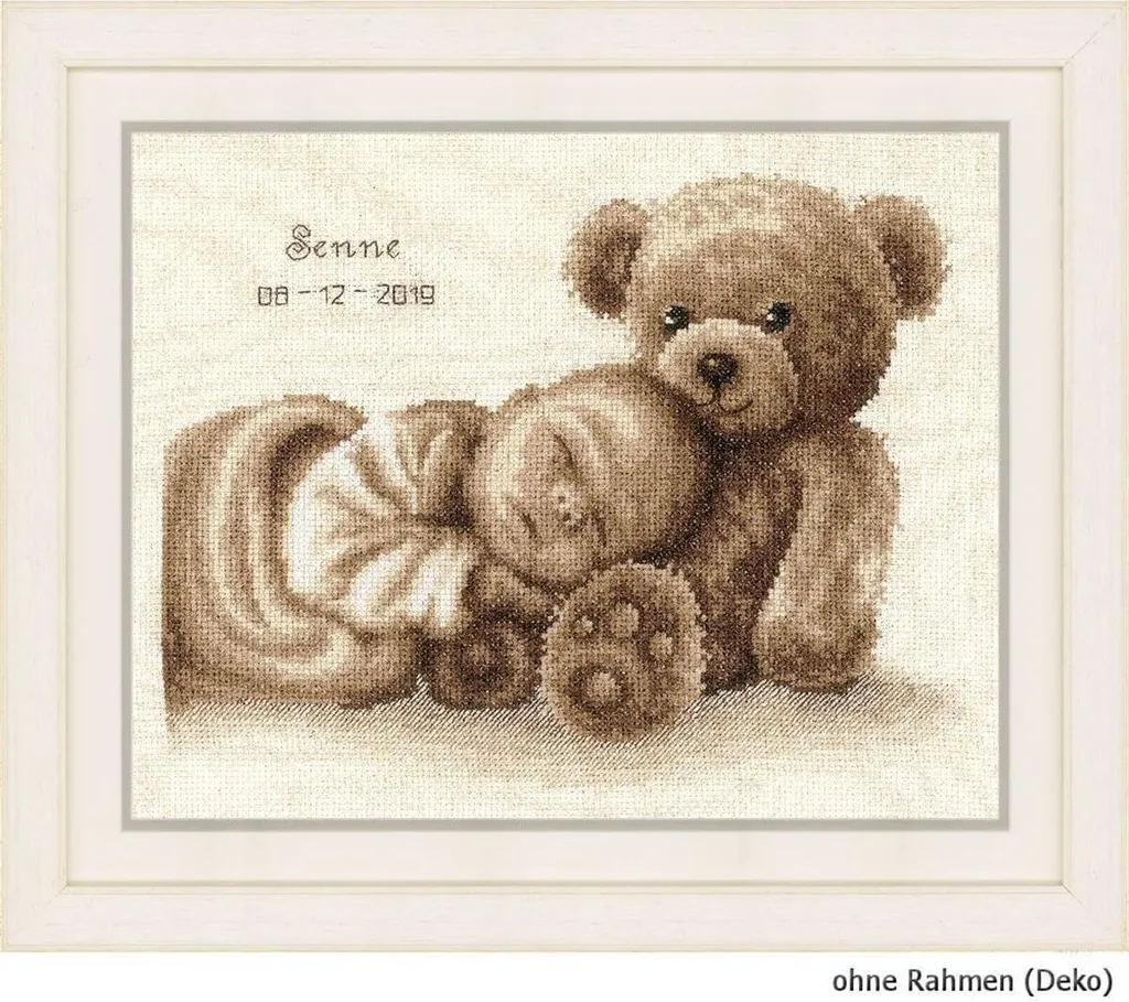 Vervaco Baby & Bear broderie point compté complète avec toile Aida 14ct