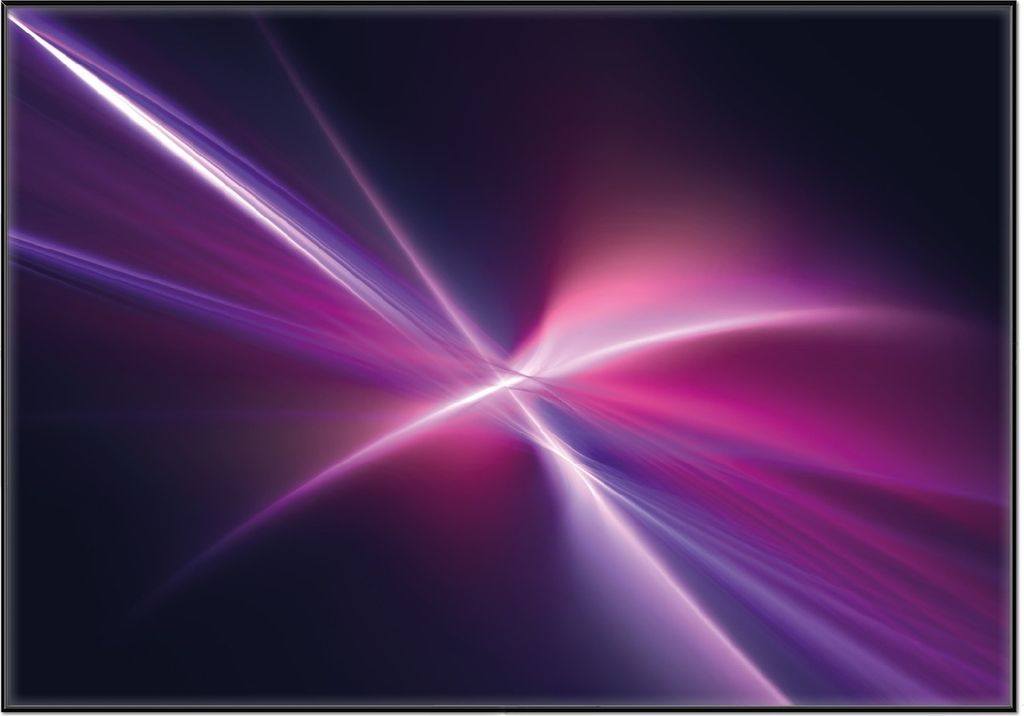 Wallario Wandbild Abstrakte Formen und Linien schwarz lila pink weiß, Größe: 70,30 x 100,30 cm, Poster mit schwarzem Aluminiumrahmen