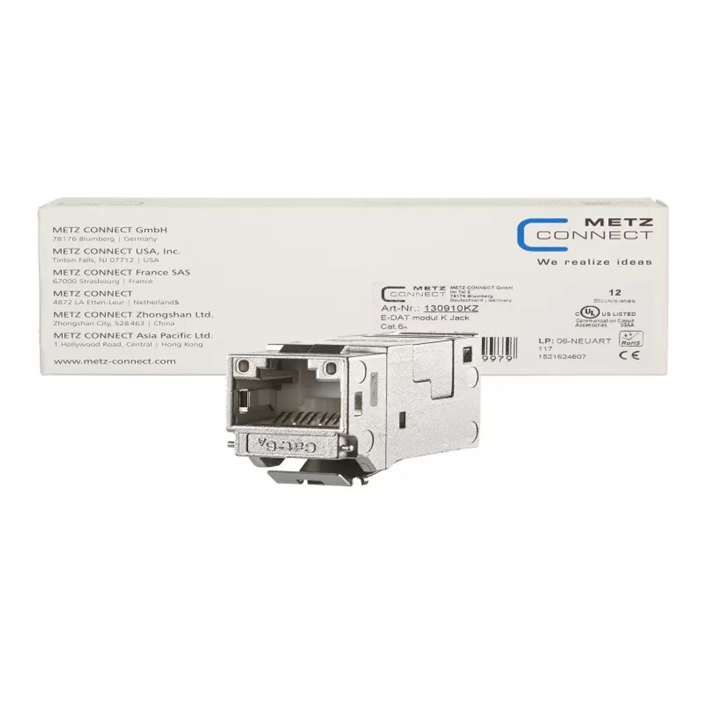 METZ CONNECT E-DAT modul Keystone Cat.6A Jack 180°, 12er VPE (130910KZ)