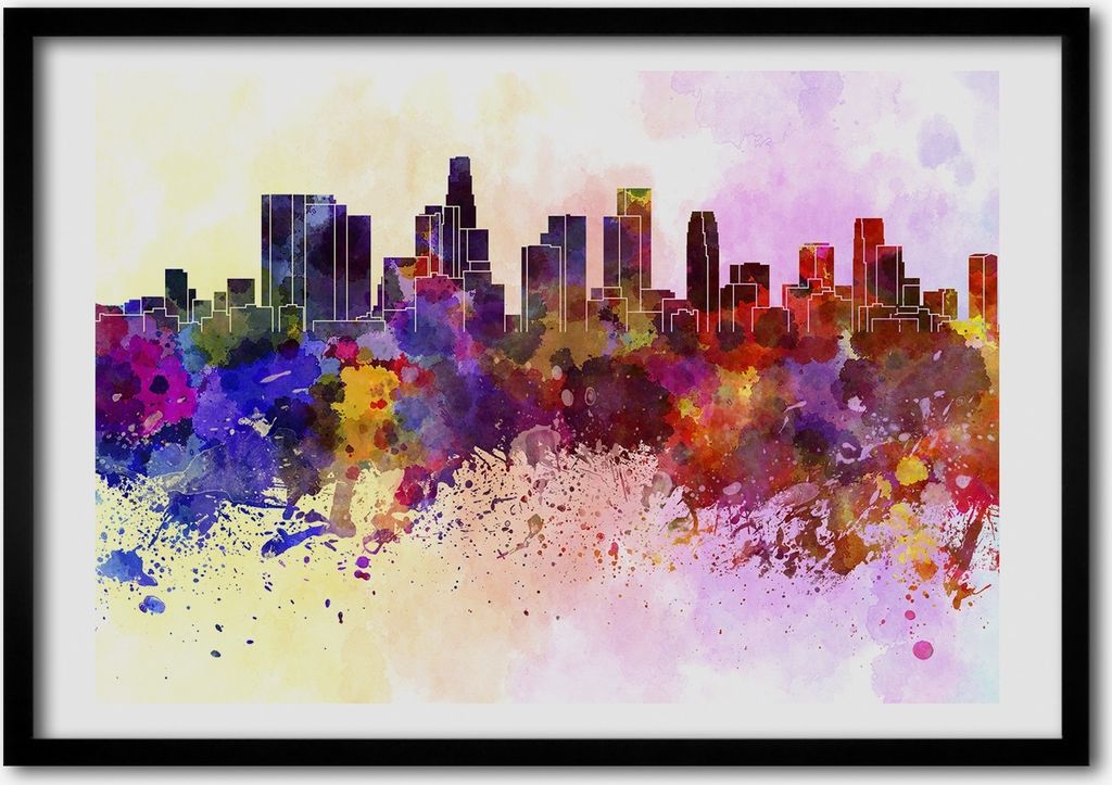 Bild - Bilder - Bilderrahmen - 70 cm x 50 cm - MDF-Rahmen, Wandkunst Los Angeles Farben