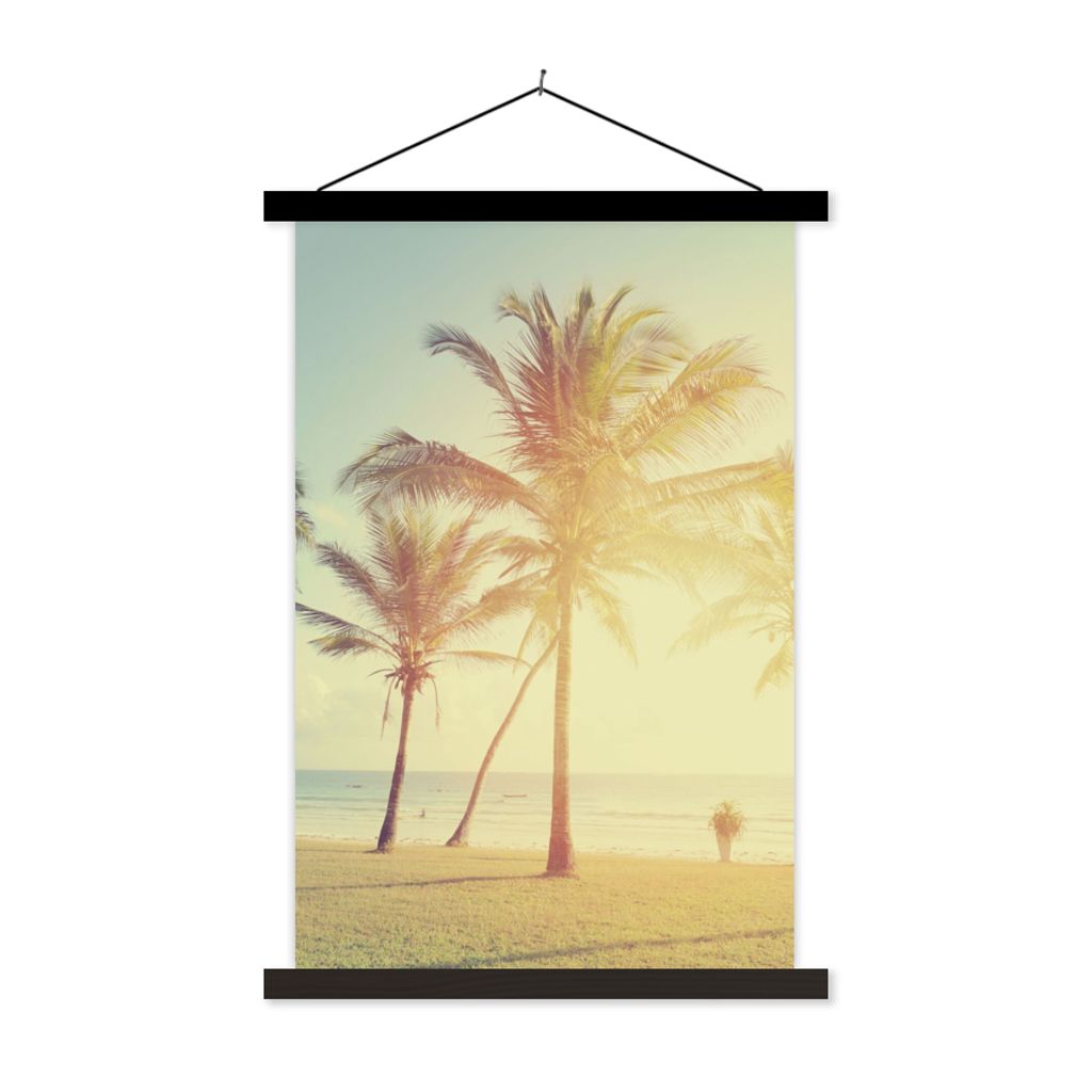 MuchoWow Textilposter Meer - Palme - Sommer - Sonne - Strand 40x60 cm mit schwarzem Rahmen - Wanddekorationen