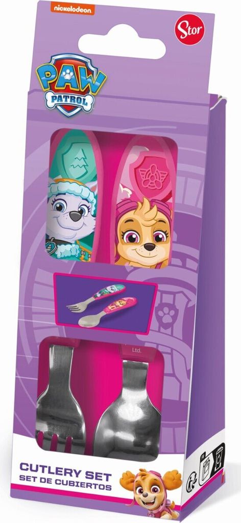 Paw Patrol Girl Superpowers Metall-Ergo-Besteckset, 2-tlg. Produktbild 