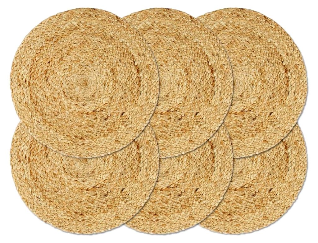 Tischsets 6 Stück Natur 38 cm Rund Jute