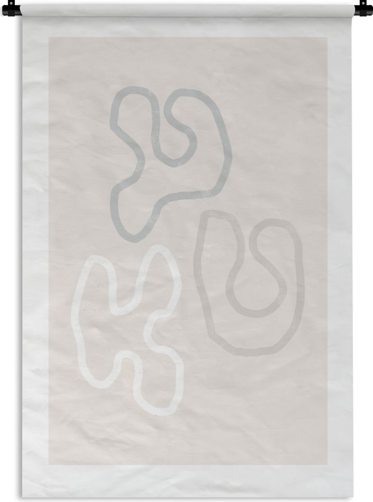 MuchoWow Wandteppich Wandbehang Minimalismus - Linienkunst - Formen 60x90 cm Tapisserie Dekoration Wandtuch - Foto-Teppich - Abwaschbar