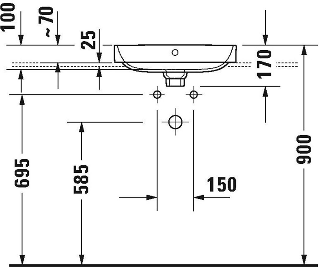 Duravit Happy D.2 Plus Aufsatzbecken, ohne Hahnloch, 500x400 mm, geschliffen, mit Überlauf, mit Hahnlochbank, 2360501360