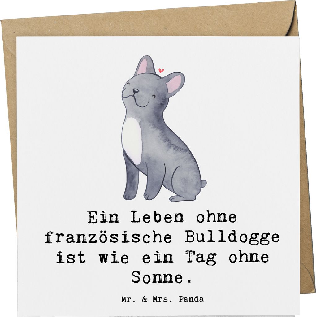 Mr. & Mrs. Panda Grußkarte Französische Bulldogge - Weiß - Geschenk, Hunderassen Eigenschaften, Klappkarte, Anpassungsfähigkeit, Lebensstil, an...
