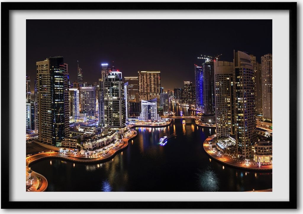 Bild - Bilderrahmen - 100 cm x 70 cm - MDF - Rahmen - Foto - Wandkunst Marina in Dubai