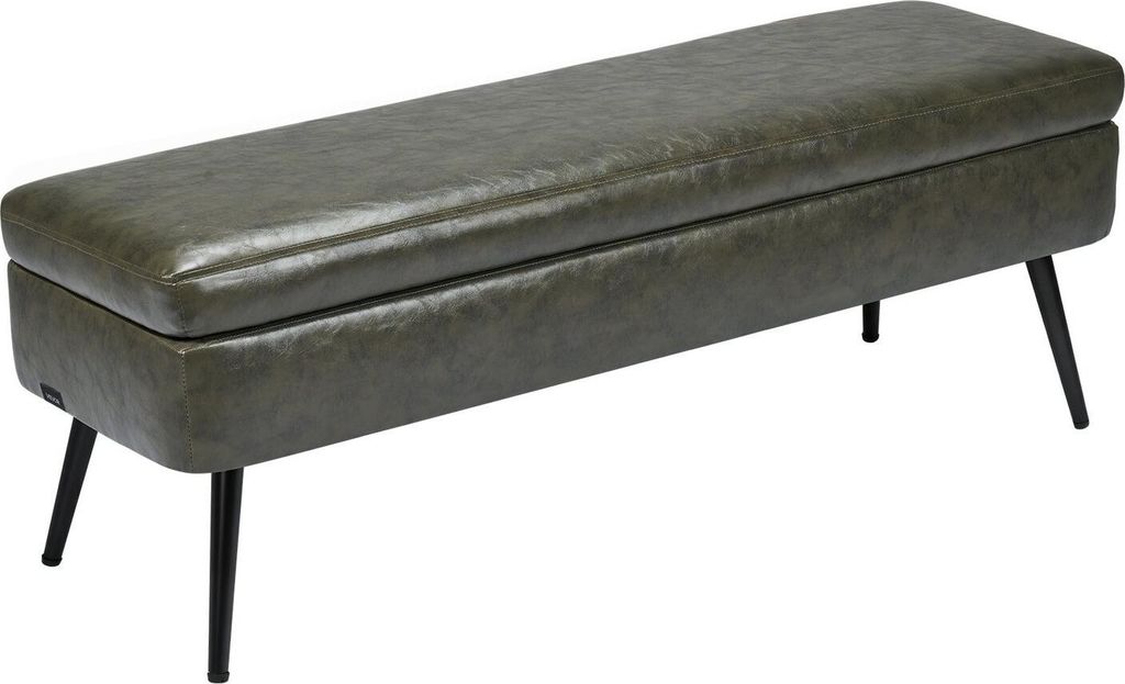 Leder-Sitzbank mit Stauraum, Kunstlederbank mit Stauraum und Metallbeinen, moderne Schuhbank für den Eingangsbereich, gepolsterte Bettbank für Wo...