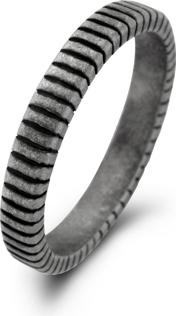 Frank 1967 7FR-0017-59 Stahlring - Männer - bearbeitet - 3,7 mm breit - Größe 59 - Stahl - Vintage - Schwarz