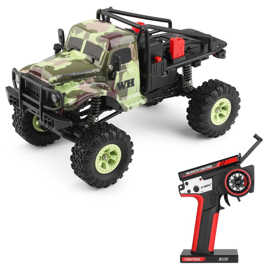 WLtoys 184021 Ferngesteuertes Auto 1/18 2,4 GHz 4WD Militär-LKW, ferngesteuertes Fahrzeugmodell mit zwei Geschwindigkeiten und LED-Suchscheinwerfer