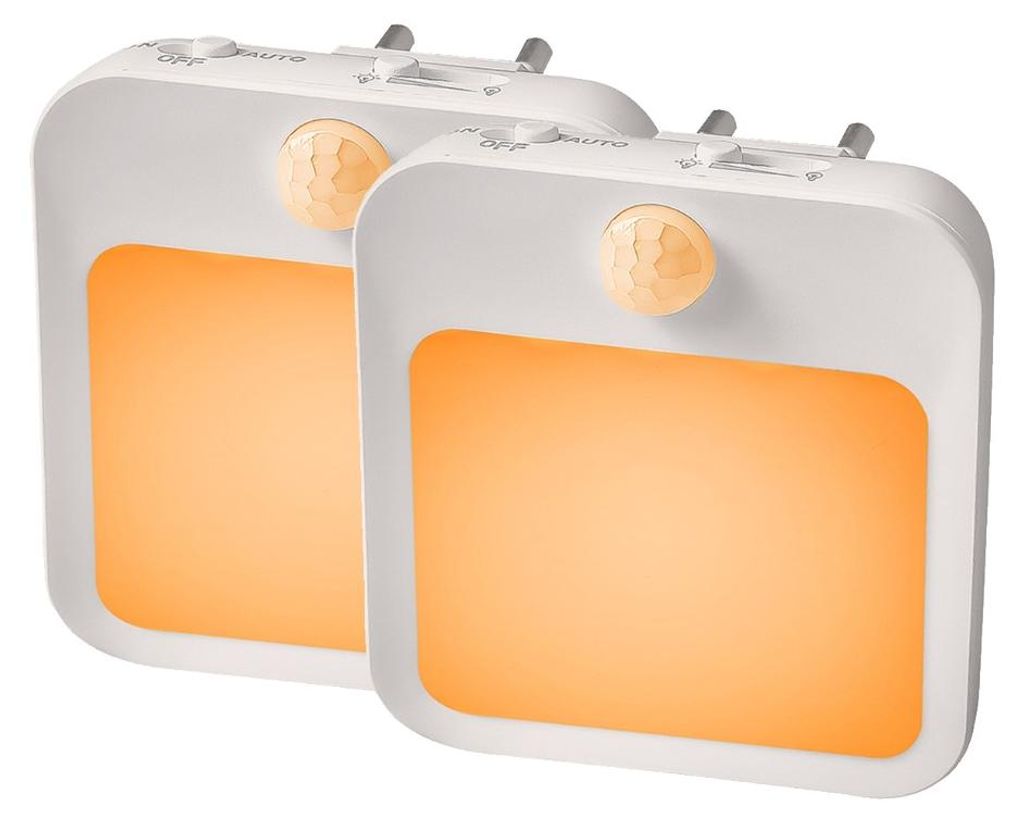 INF Bewegungsmelder Nachtlicht 2er Set PC 7.5x7.9x4.5cm EU Warmlicht Flur Orange
