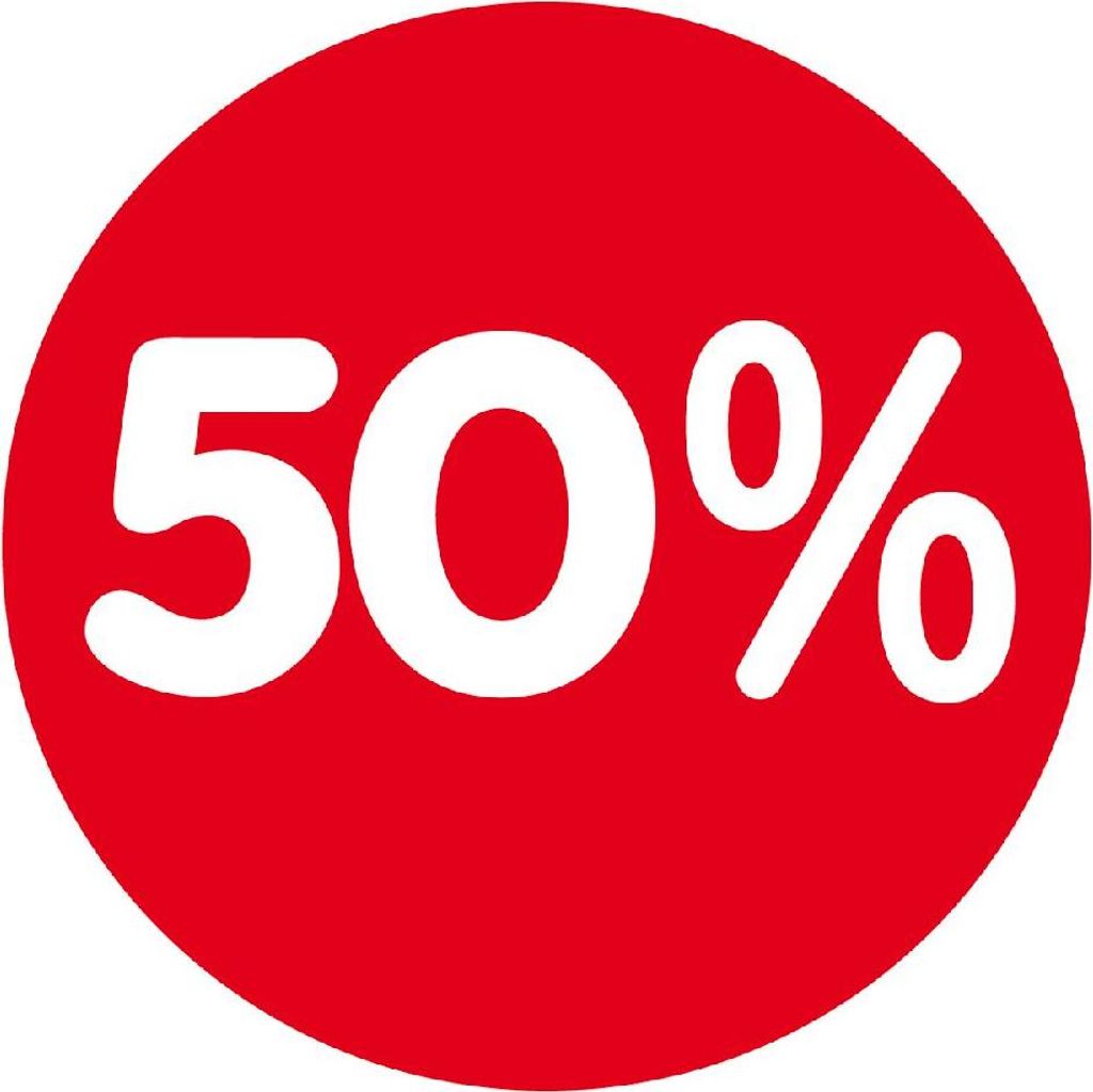 Rabatt Ankleber 50%, 33cm, rot (1 Stück)