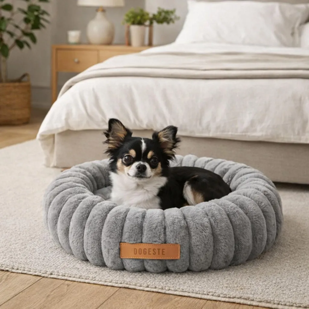 Dogeste Donut cuccia per cane 60 cm rotonda, cuscino morbido e soffice, lavabile, fondo antiscivolo - 2