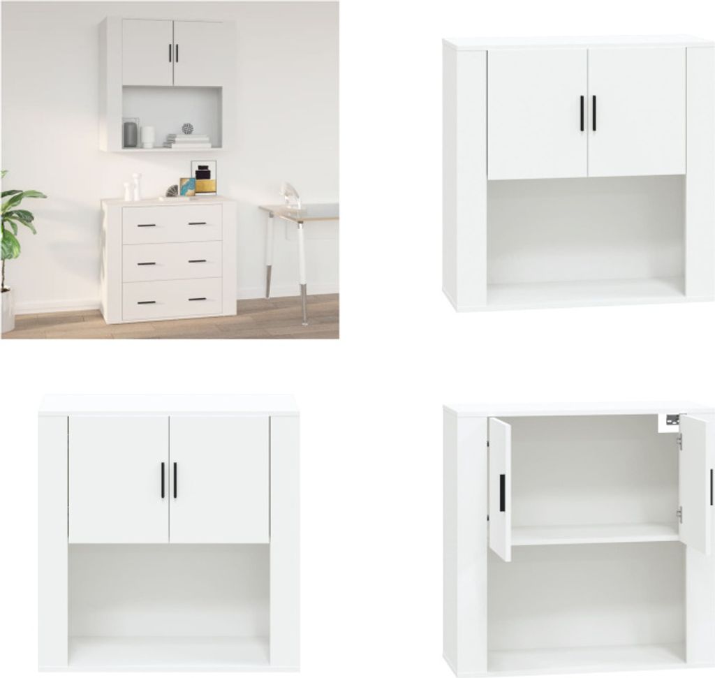 vidaXL Wandschrank Weiß 80x33x80 cm Holzwerkstoff - Wandschrank - Wandschränke - Hängeschrank - Schwebender Schrank