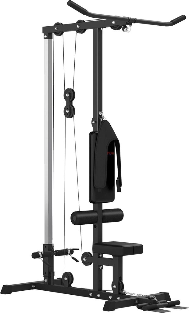 SPORTNOW Kraftstation für Zuhause, Ruderzüge, ohne Gewichte, Fitnessgerät für Zuhause, Stahl, Kunstleder, Schwarz