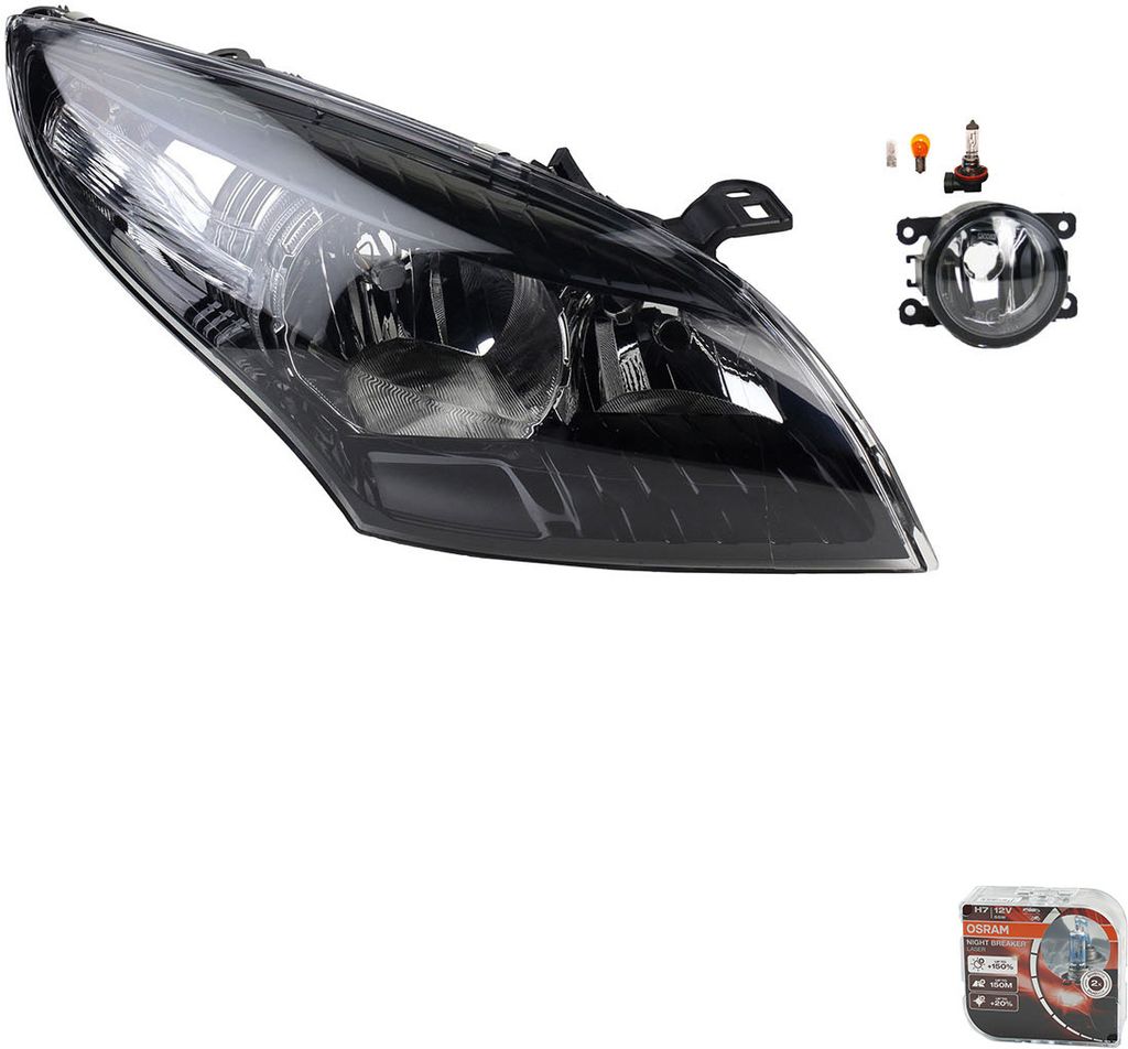 Johns, Scheinwerfer + Osram Night Breaker Laser passend für Renault Megane III 12-13R 260102212R 8200074008 6202E1 00006202E1 6710027 0000620639 6...
