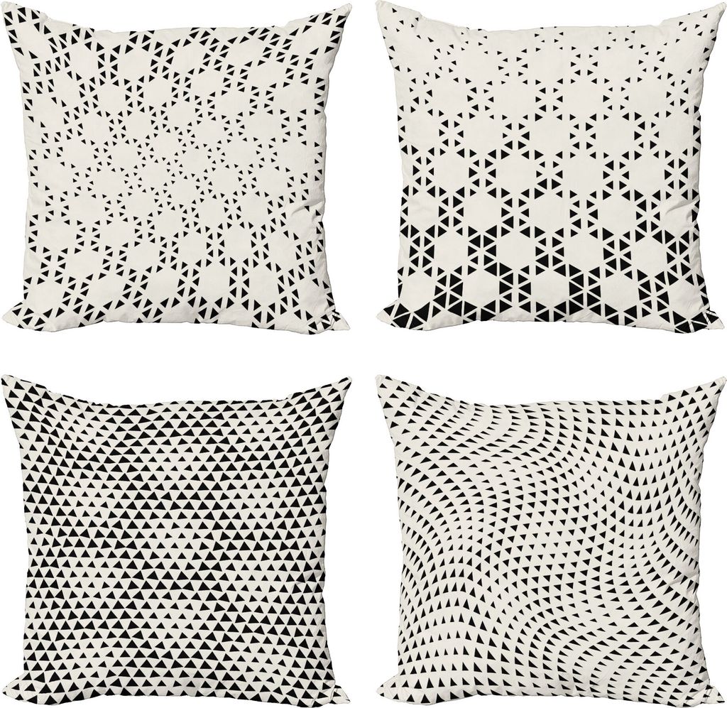 ABAKUHAUS Geometrisch Dekokissen Kissenbezug 4er Pack, Halbton-Dreieck Hexagon, Modern Accent Doppelseitiger Digitaldruck, 60 x 60 cm, Koksgraue un...