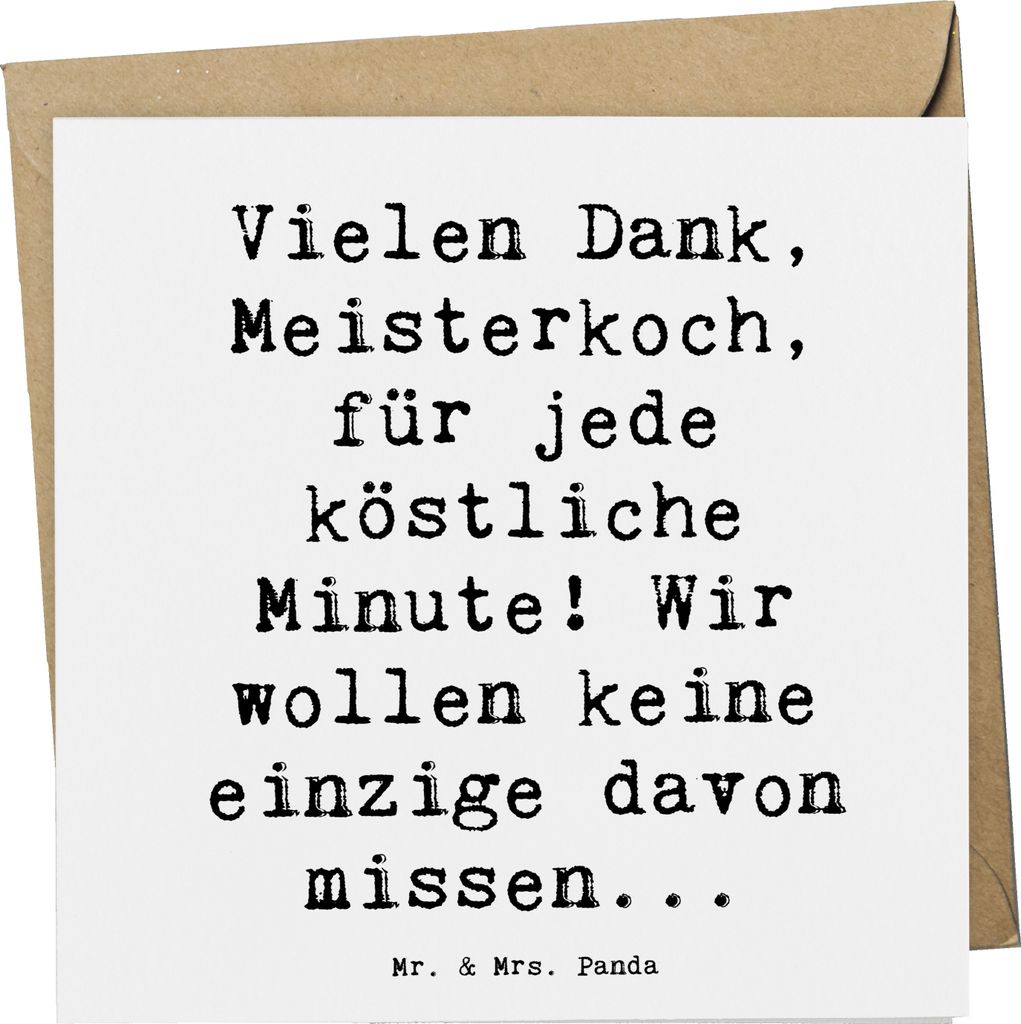 Mr. & Mrs. Panda Glückwunschkarte Spruch Danke Koch - Weiß - Geschenk, Bedanken, Grußkarte, faltkarte, gutes Essen, doppelkarte, Klappkarte, Lie...