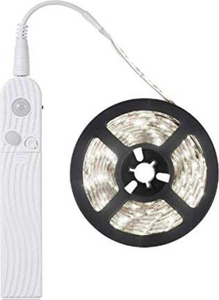2 m LED-Streifen-Bewegungssensor, batteriebetriebene Nachtleuchte-PIR-Wasserdichte Schrankbeleuchtung, 6000 K weiße Feenlichter, selbstklebend (60...
