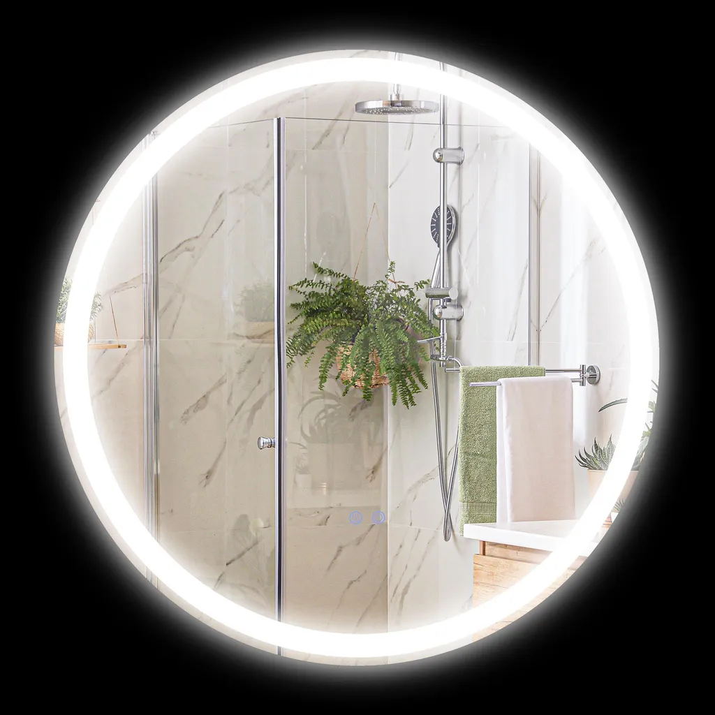 kleankin Miroir de salle de bain LED Ø 70 cm avec fonction antibuée 23W
